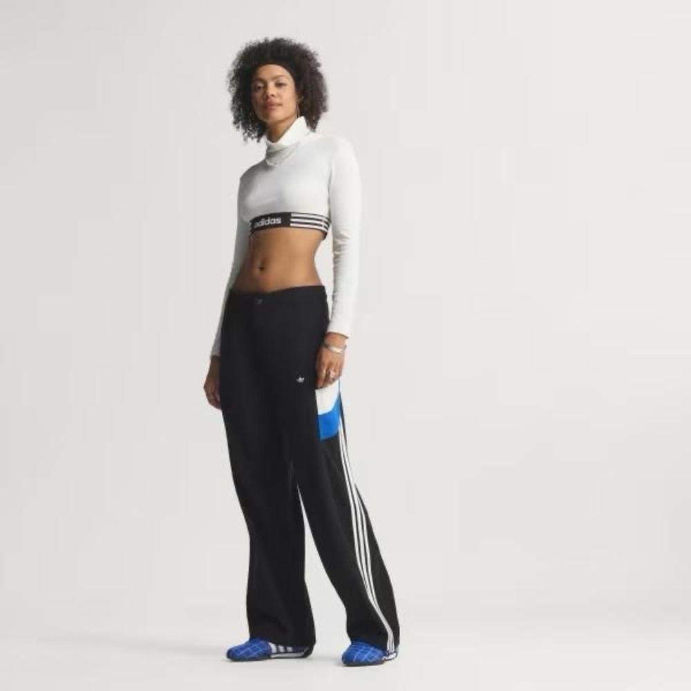 New with Tags Adidias Black Track Pants with Blue Accent